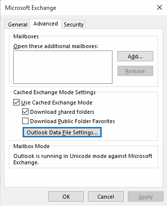 Outlook Cached Exchange Mode Advanced Settings
