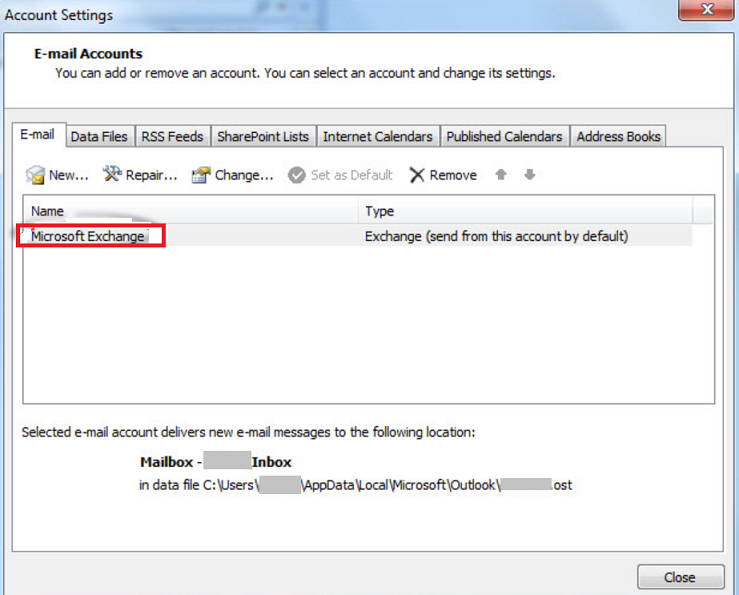 Outlook Microsoft Exchange Account Settings