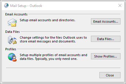 Outlook Mail Setup Window